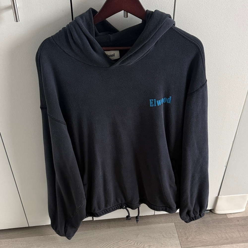 Elwood Black Hoodie with Blue Logo